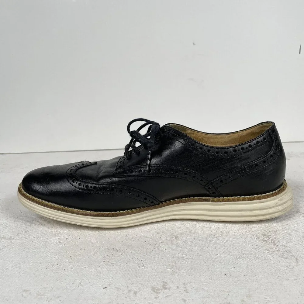 Cole Haan Grand OS Oxfords Mens‎ 8.5 Black Leather Wingtips Formal